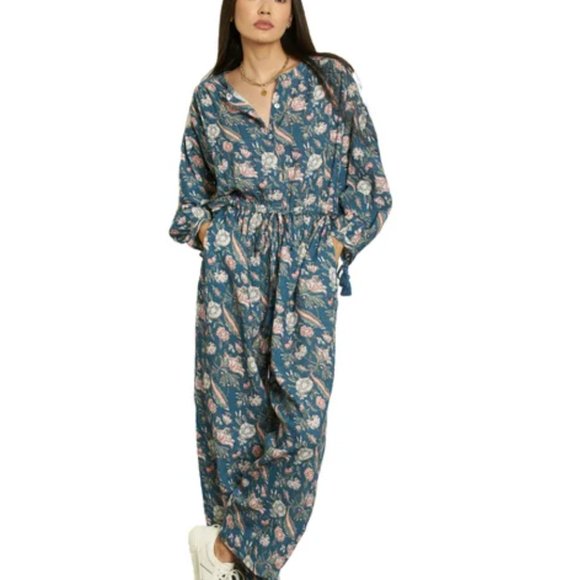DRA Women's Messie Jumpsuit, Blue Floral, Size Small - Picture 1 of 6